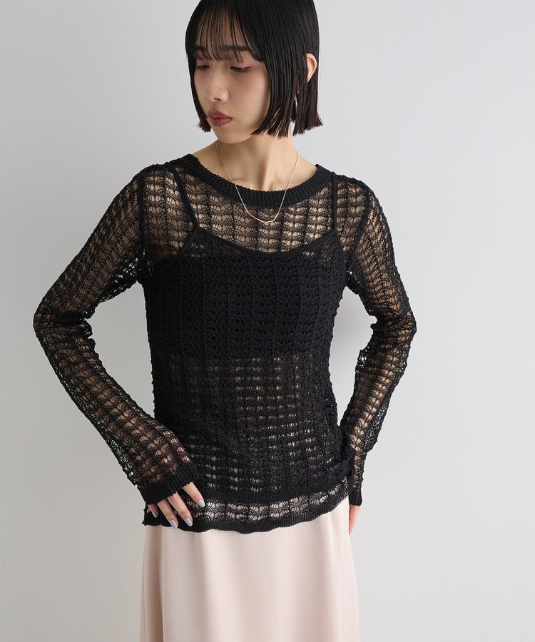 AnriettMusee「SET2点 クロシェ風ニットプルオーバー」|ニット・セーター|Black