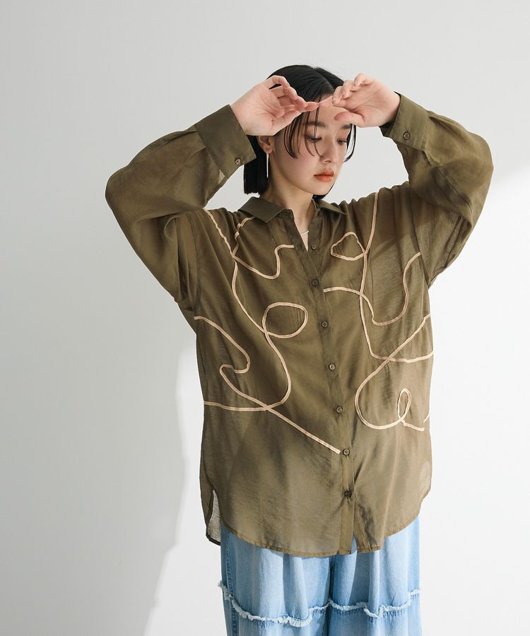 Green Parks「・ELENCARE DUE テープ刺繍シアーシャツ」|シャツ・ブラウス|