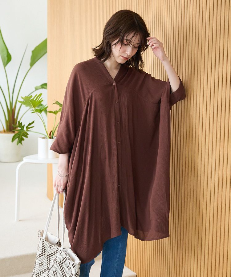 Green Parks「レーヨンクレープチュニック」|チュニック|Brown