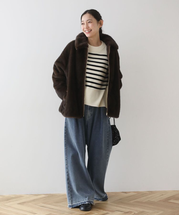 Green Parks「タックワイドデニムパンツ」|デニム|