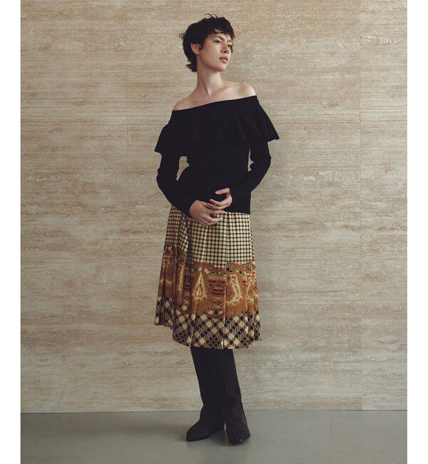 LOULOU WILLOUGHBY「【LOULOU WILLOUGHBY】エンブレムチェックスカート」|スカート|