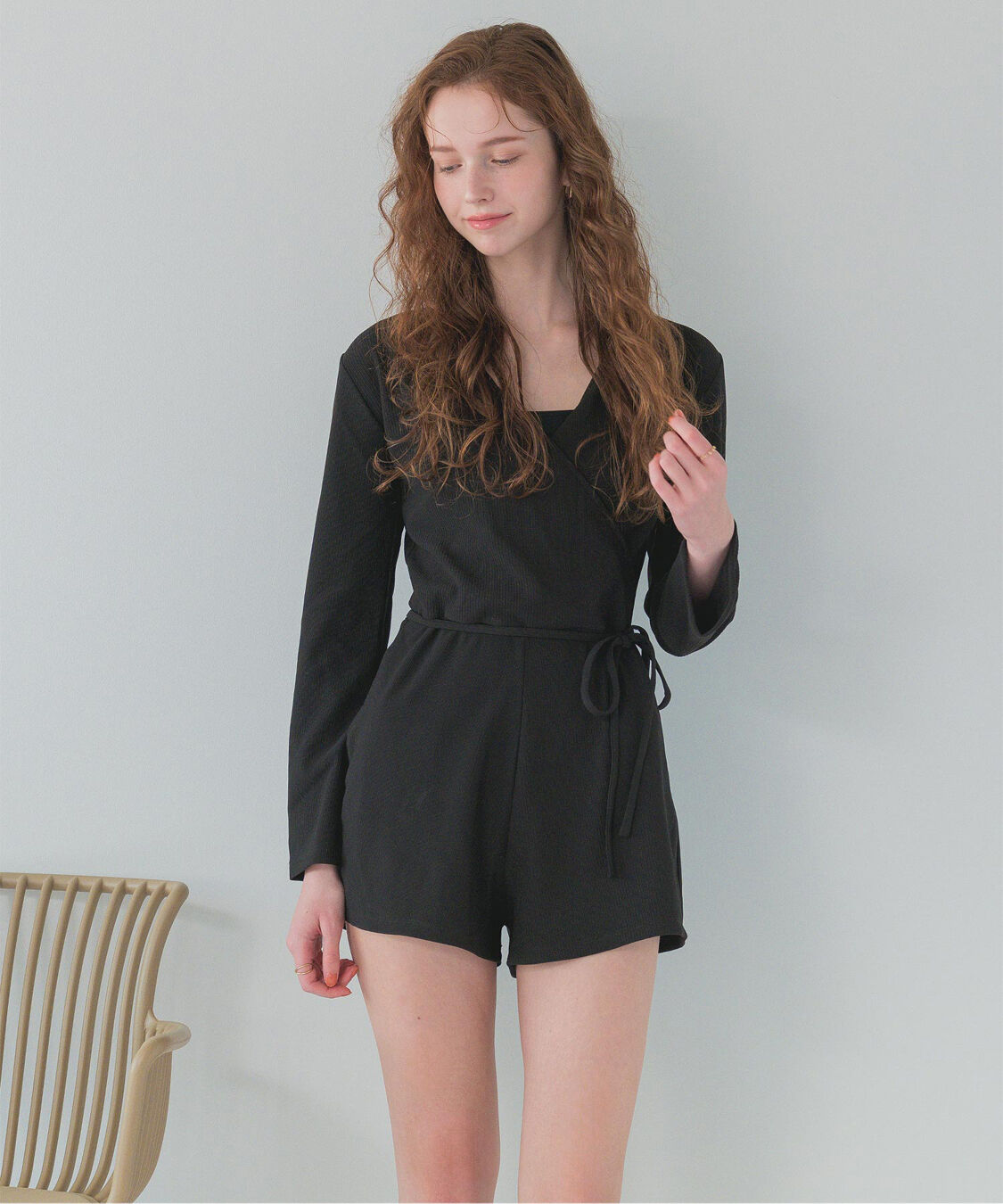 SEA DRESS「カシュクールオールインワン」|コンビネゾン|ブラック