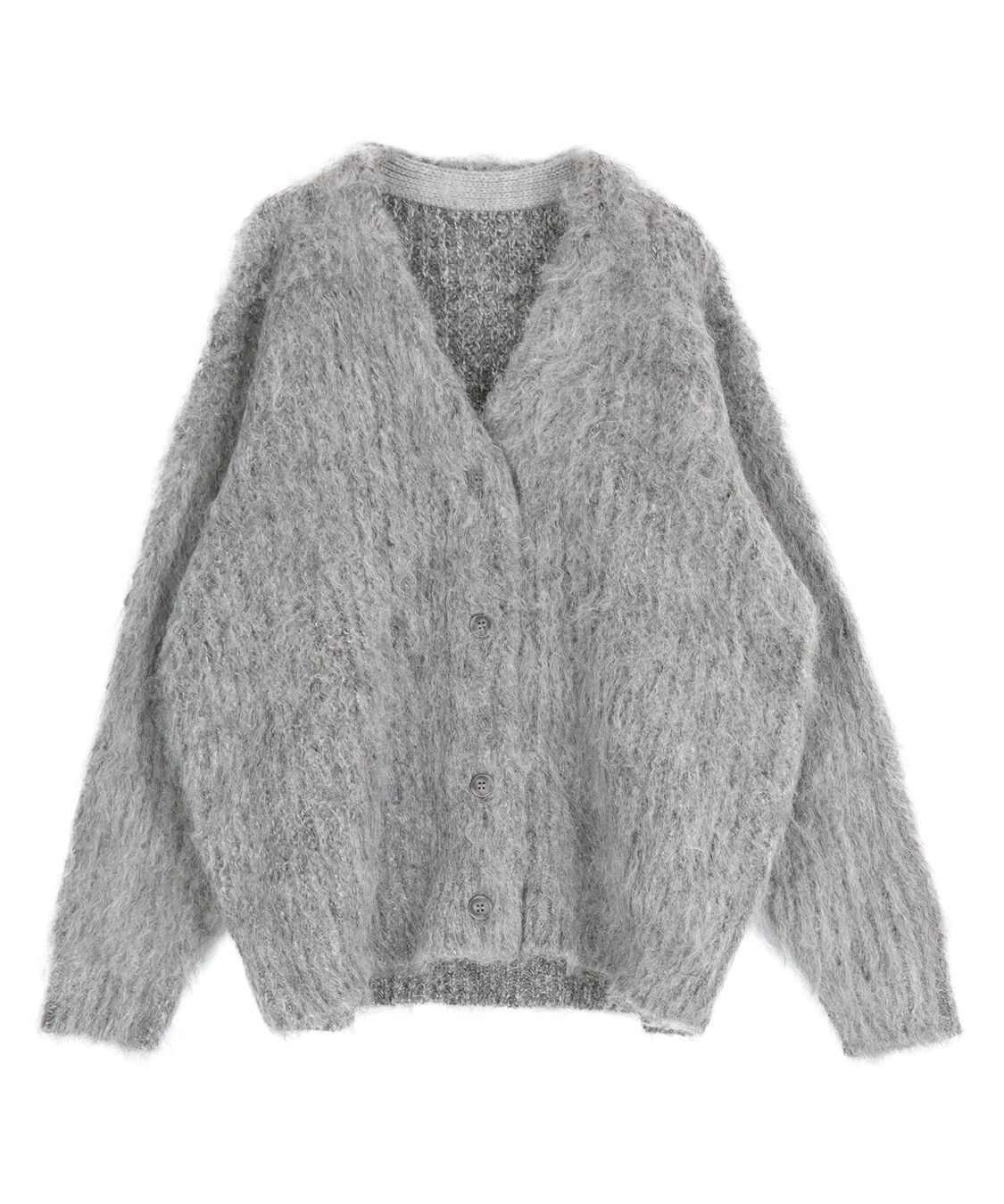 titivate「モヘアライクシャギーVネックニットカーディガン」|ニット・セーター|グレー