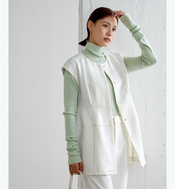 ur's「ウールブレンドロングスリーブハイネックリブニット」|ニット・セーター|ライトグリーン