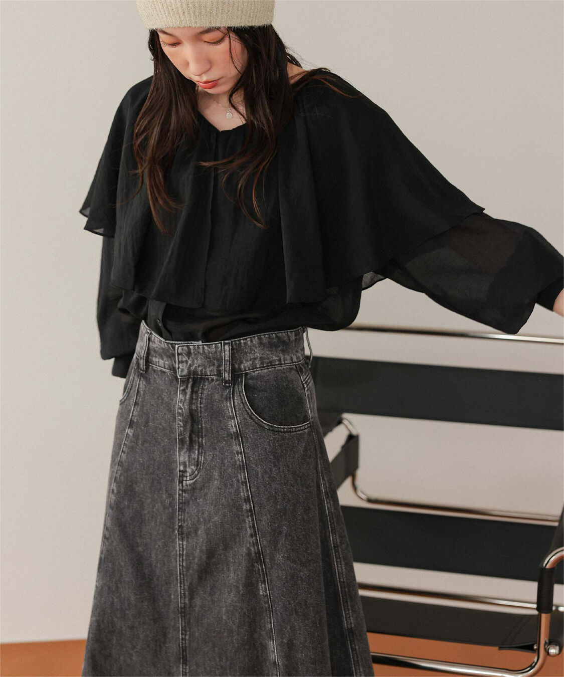 titivate「ハイウエストボリュームフレアデニムスカート」|スカート|