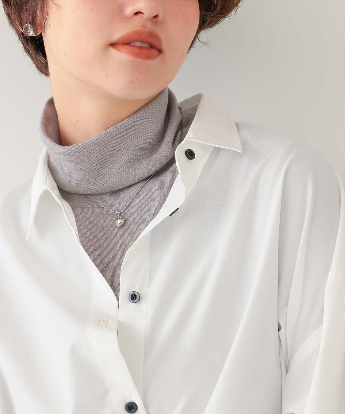 titivate「着心地抜群シアーハイネックトップス」|Tシャツ・カットソー|ライトグレー