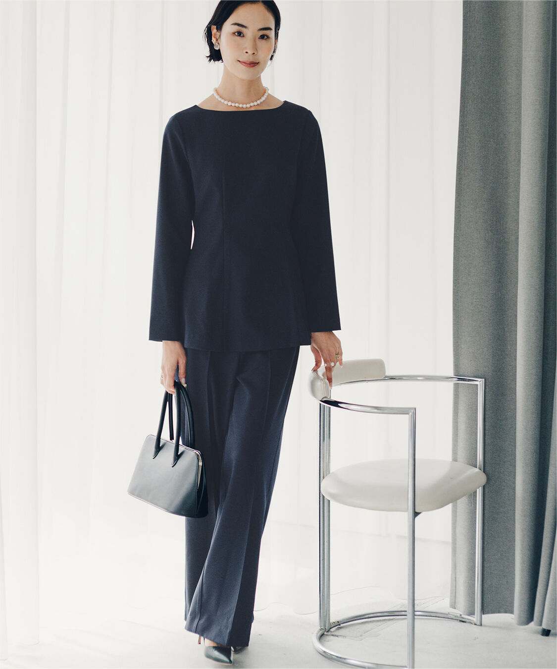 ur's「【小林有里さんコラボアイテム】ピンタックセンタープレスワイドパンツ」|スラックス|