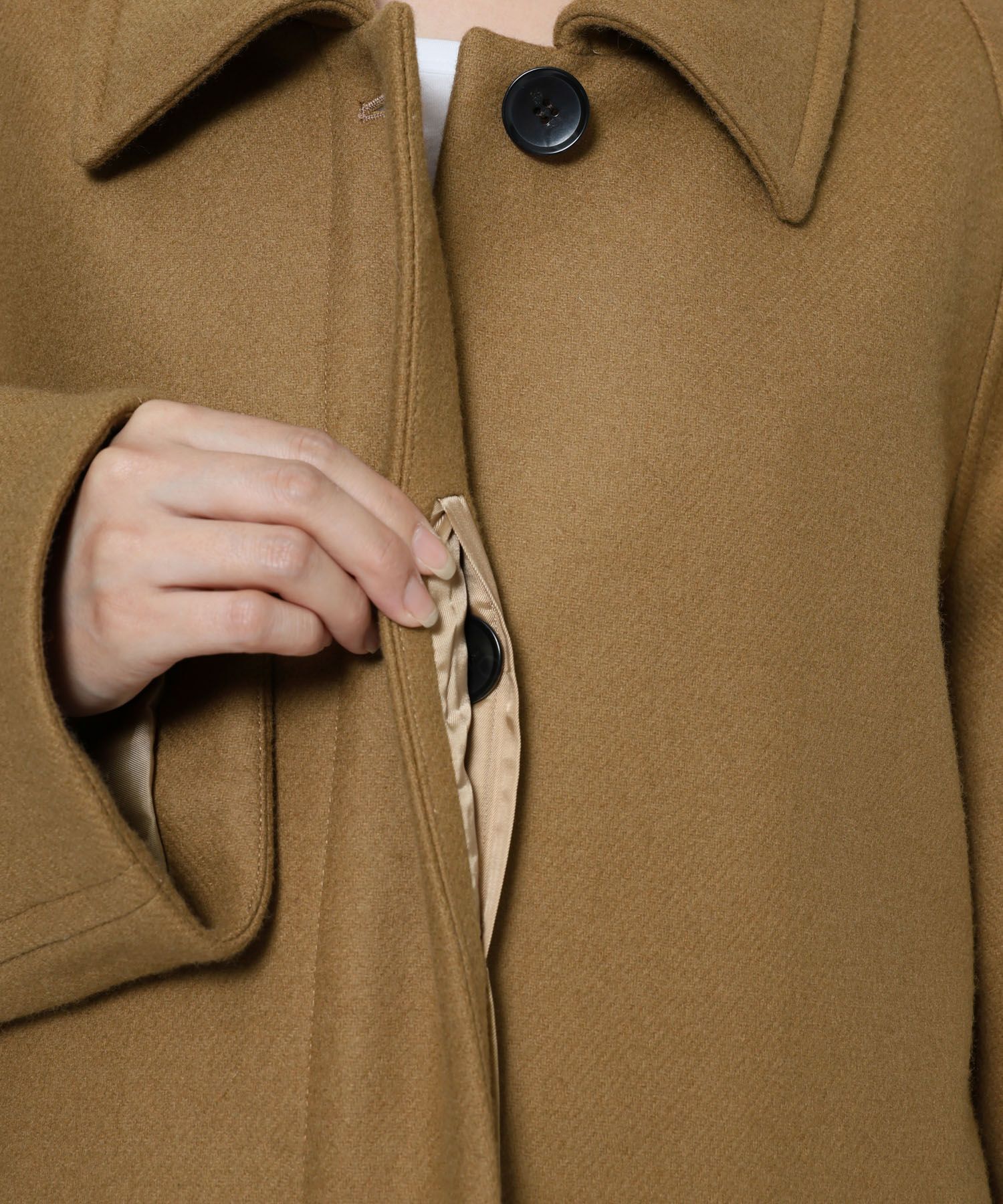 BABYLONE「ダブルメルトンステンカラーコート」|ステンカラーコート|