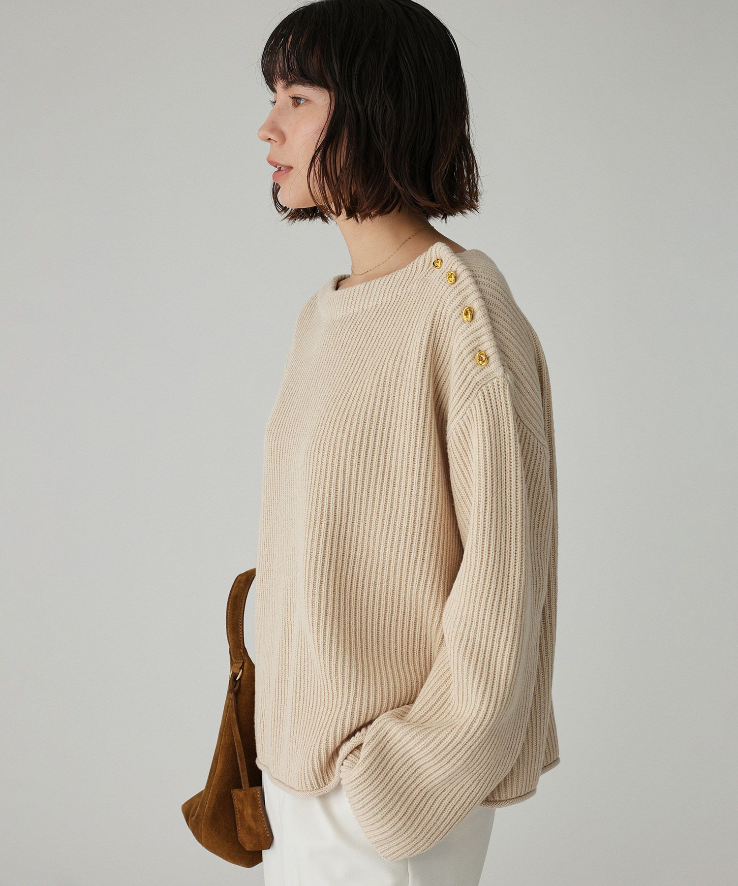 BABYLONE「ショルダーボタンニットプルオーバー」|ニット・セーター|