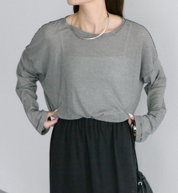  「ミジンボーダーロングスリーブカットソー」|Tシャツ・カットソー|