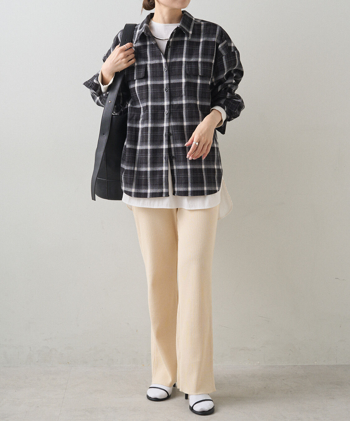  「【-3kg見え◎】微フレアリブパンツ」|その他|