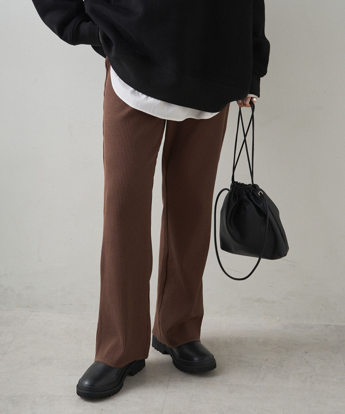  「【-3kg見え◎】微フレアリブパンツ」|その他|