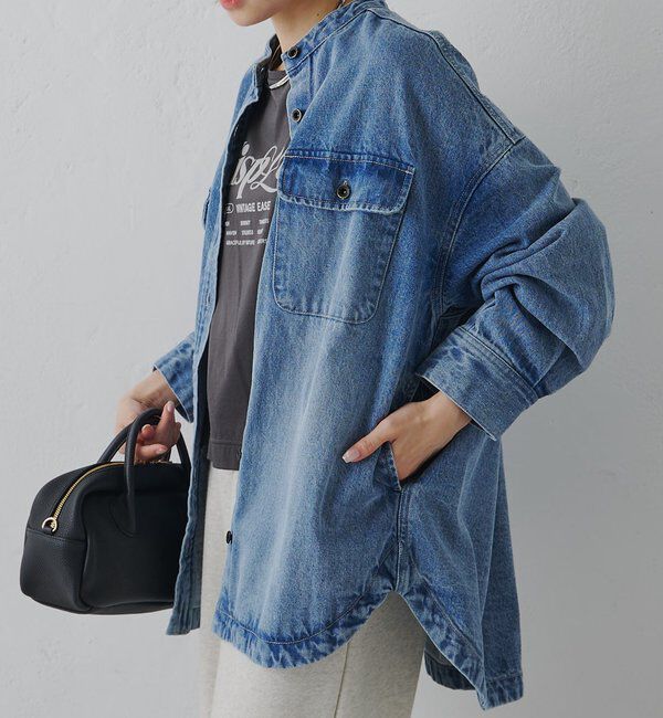  「コーンデニムバンドカラーデニムジャケット」|テーラードジャケット|