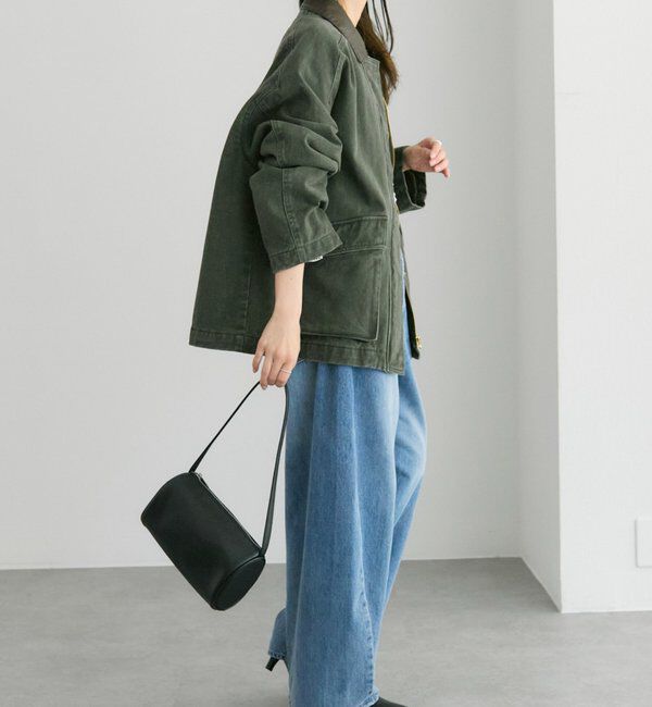  「フェイクレザー襟カバーオールジャケット」|テーラードジャケット|