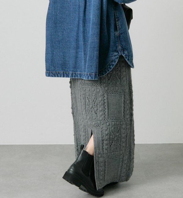  「ポップコーン編みニットスカート」|スカート|