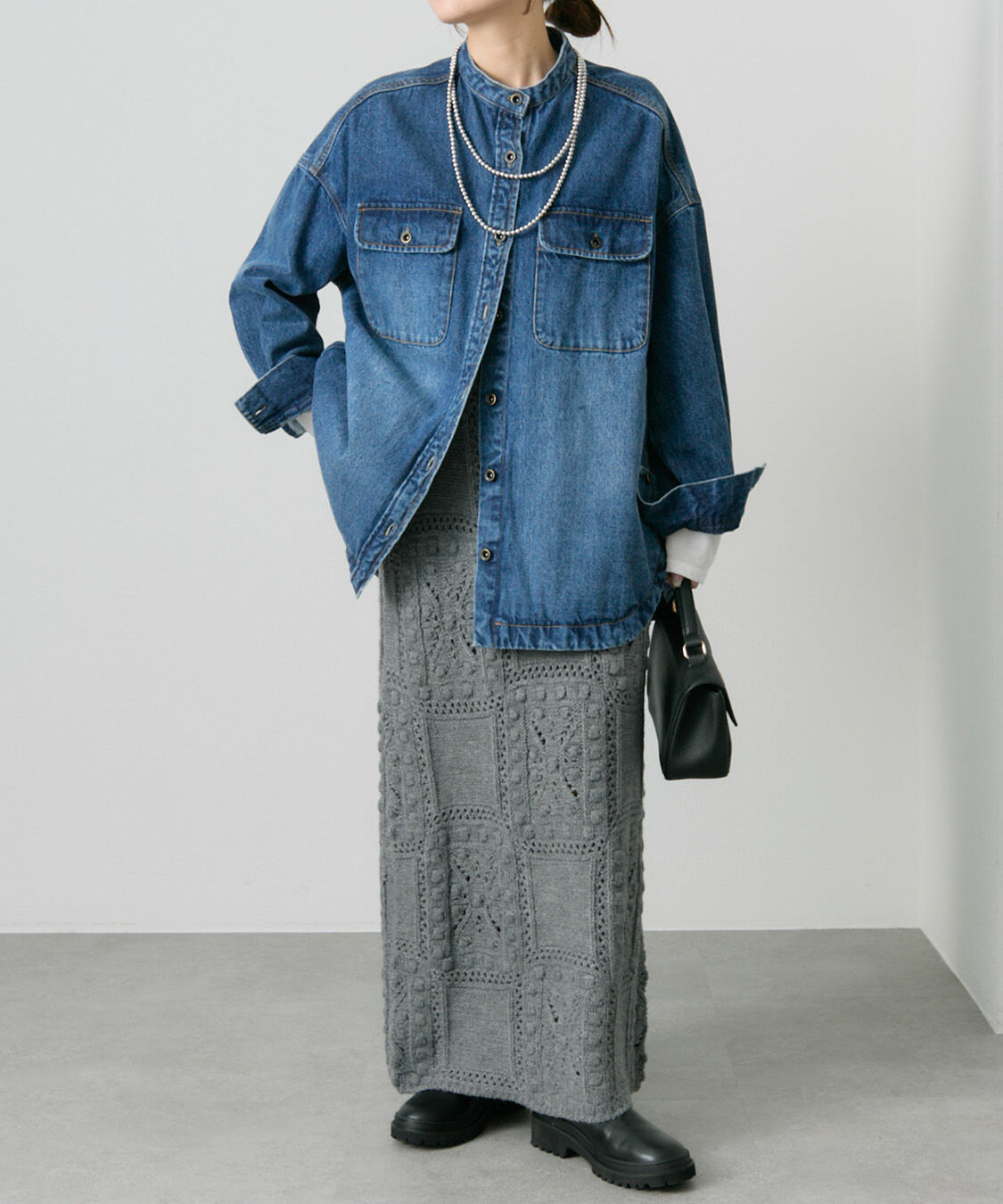  「ポップコーン編みニットスカート」|スカート|