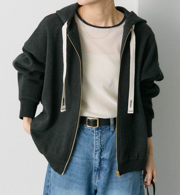  「スムースボンディングサイドリブジップパーカー」|パーカー|チャコールグレー