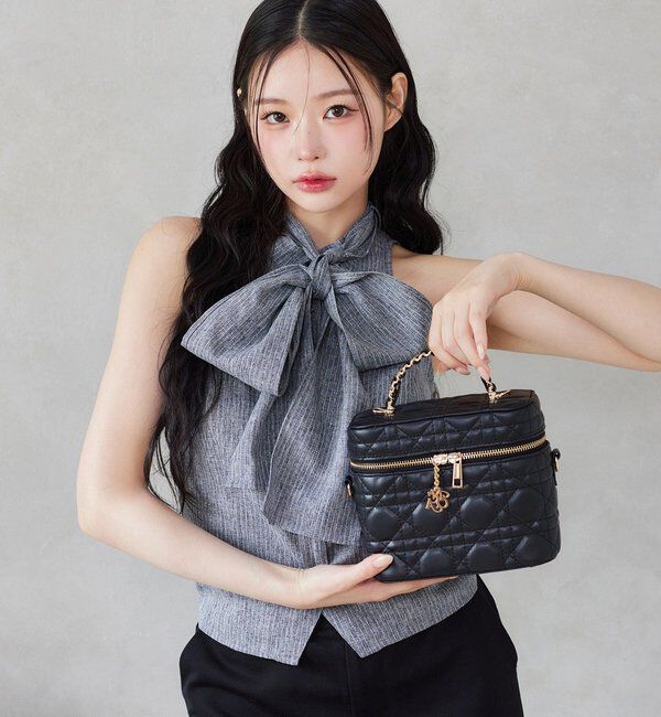  「チャーム付きキルティングバニティバッグ」|ショルダー・メッセンジャー|