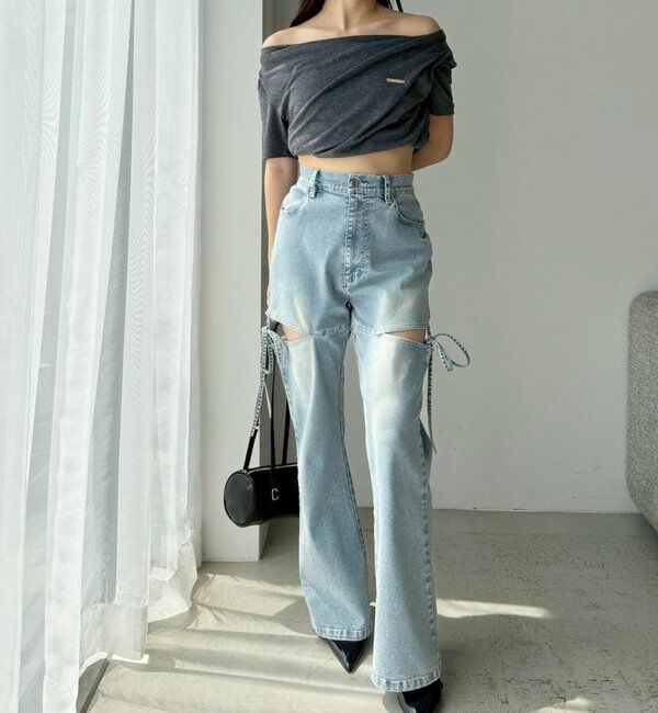  「サイドあき美脚ストレッチデニム」|その他|