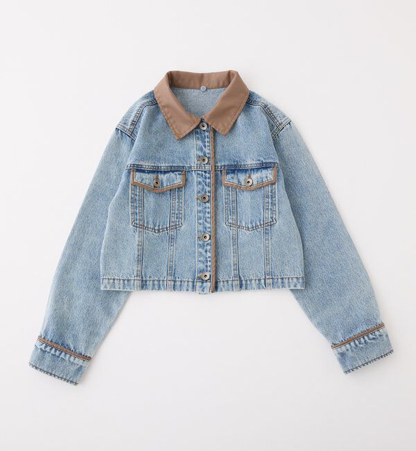  「衿ファー配色ジャケット」|ダウン|