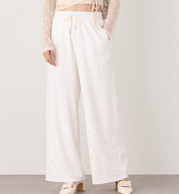  「セットアップ対応／裾ビジューカットパンツ」|その他|