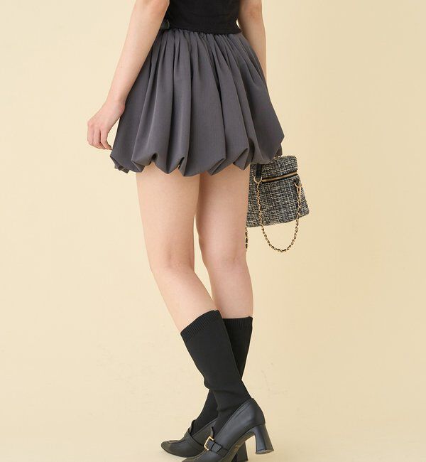  「ベルト付きプリーツバルーンミニスカート」|スカート|