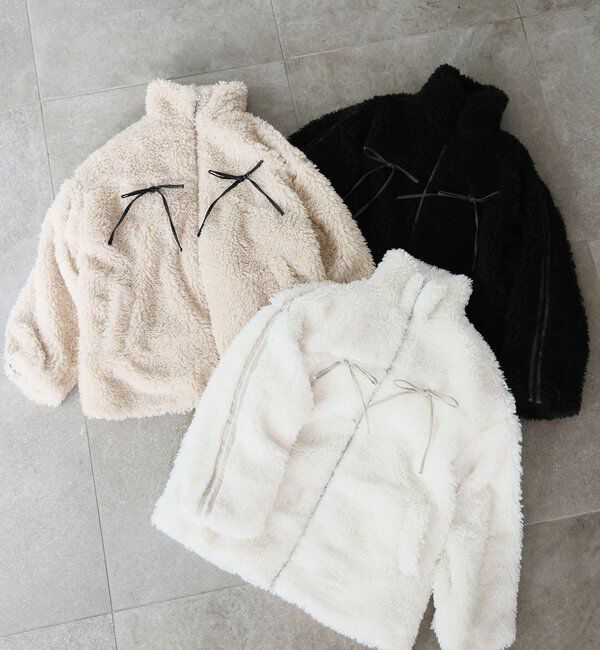  「【リバイバル】リボンボアブルゾン/リボン取り外し可能」|ダウンベスト・ベスト|