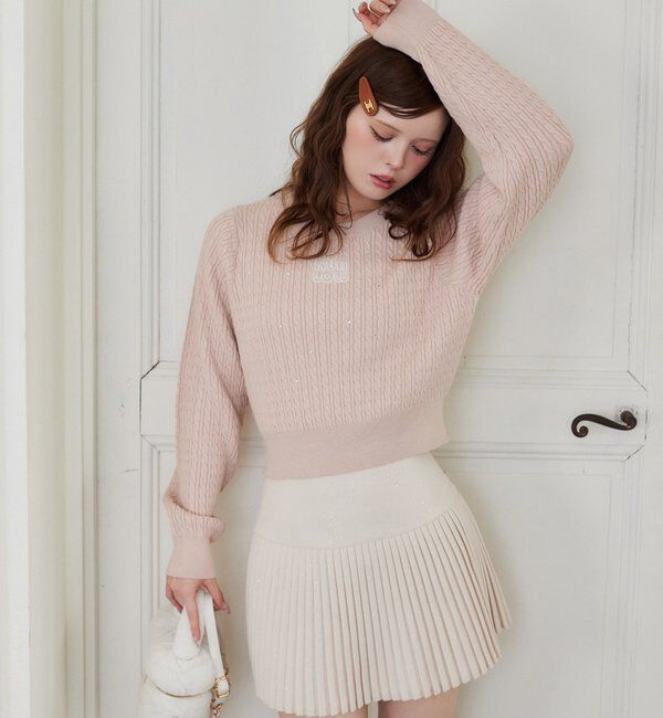  「細プリーツラメ混スカート」|スカート|