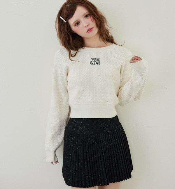  「細プリーツラメ混スカート」|スカート|