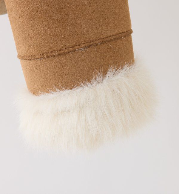  「【リボン取り外し可能】フェイクムートンリボンアウター」|ダウンベスト・ベスト|