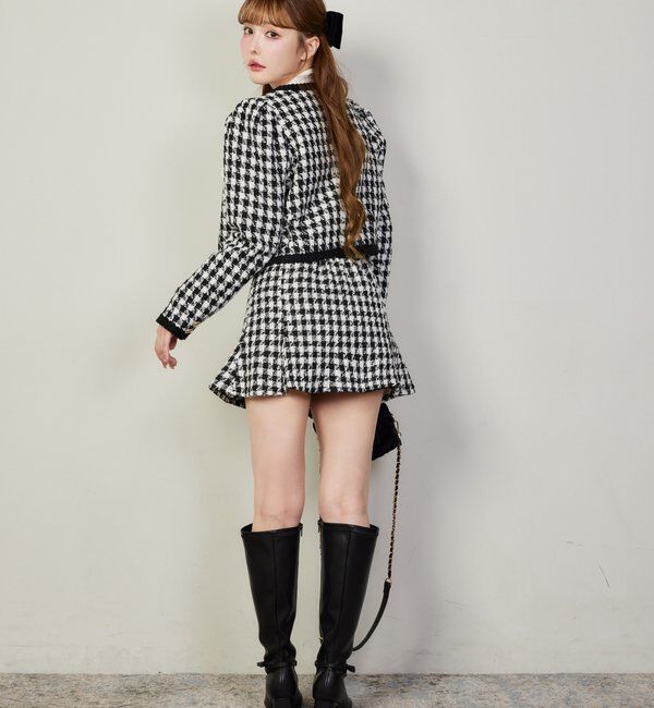  「【セットアップ対応】ノーカラーツイードジャケット」|ダウンベスト・ベスト|