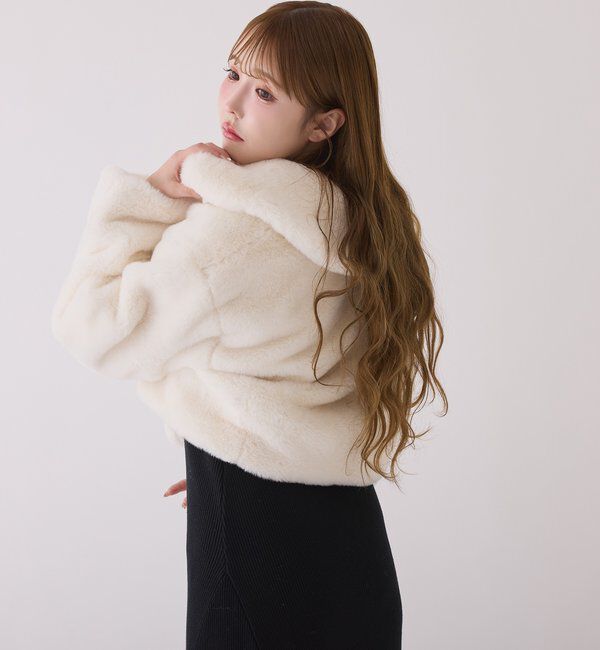  「衿つきエコファーショートコート」|ダウンベスト・ベスト|