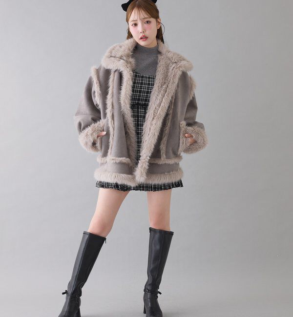  「フェイクムートンロングジャケット」|ダウンベスト・ベスト|