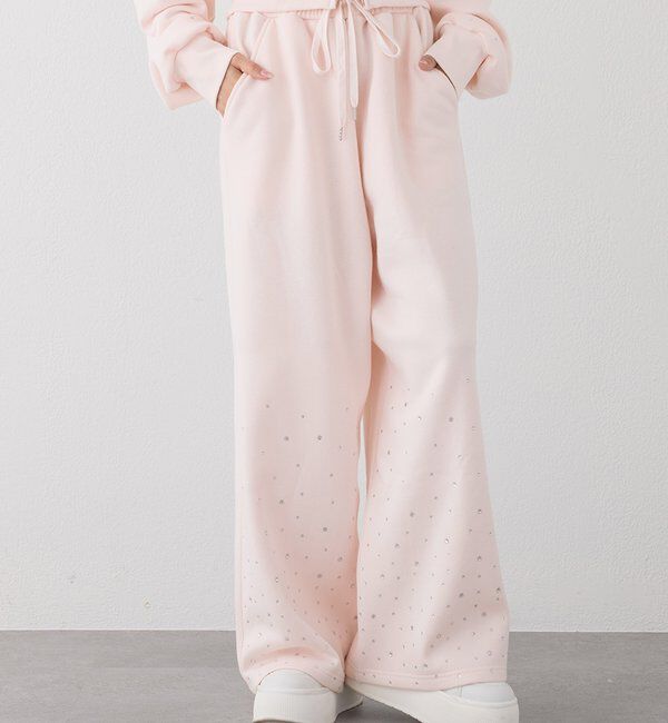  「【セットアップ可能】ビジューカットパンツ」|その他|ピンク