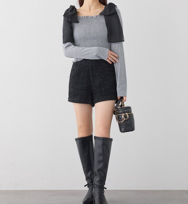  「肩リボンシャーリングインナー」|プルオーバー|