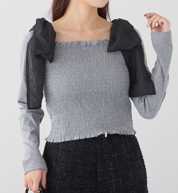  「肩リボンシャーリングインナー」|プルオーバー|