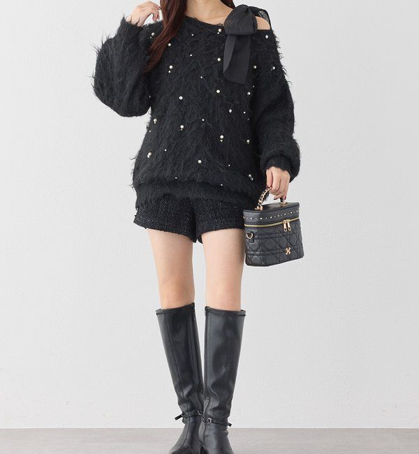  「肩リボンシャーリングインナー」|プルオーバー|