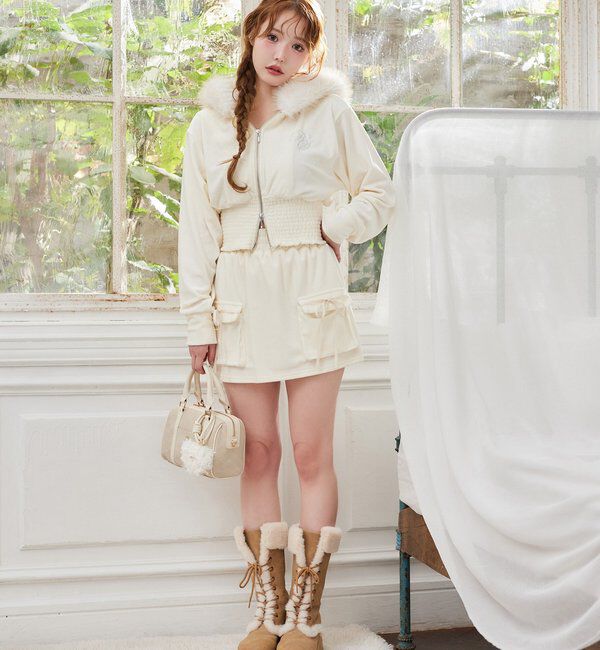  「【セットアップ可能】フェイクファーパーカー」|プルオーバー|