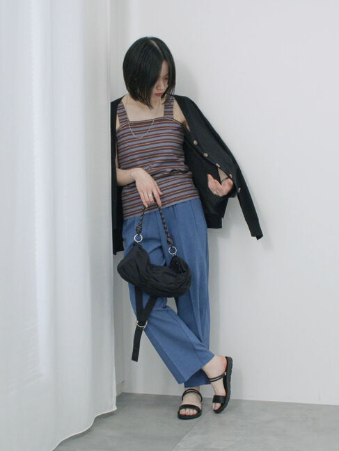 Samansa Mos2 blue「マルチボーダータンク」|Tシャツ・カットソー|