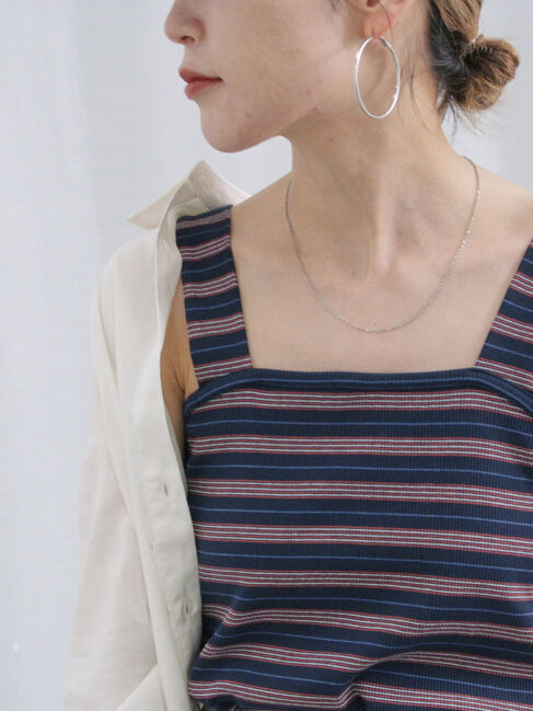 Samansa Mos2 blue「マルチボーダータンク」|Tシャツ・カットソー|