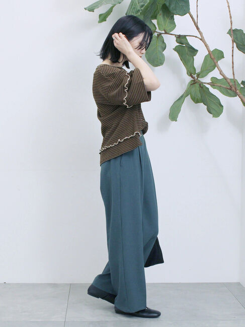 Samansa Mos2 blue「配色メローアソートプルオーバー」|Tシャツ・カットソー|