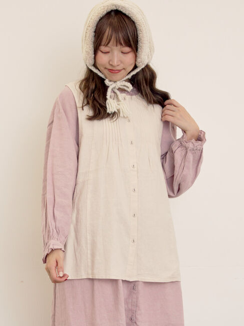 Samansa Mos2「【Cross&times;Linen】ピンタックベスト」|ダウンベスト・ベスト|キナリ