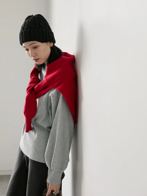 Samansa Mos2 blue「【Hug knit】袖ボリュームハイネックプルオーバー」|ニット・セーター|