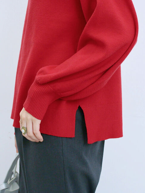 Samansa Mos2 blue「【Hug knit】袖ボリュームハイネックプルオーバー」|ニット・セーター|