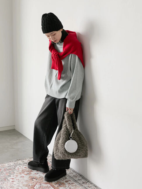 Samansa Mos2 blue「【Hug knit】袖ボリュームハイネックプルオーバー」|ニット・セーター|