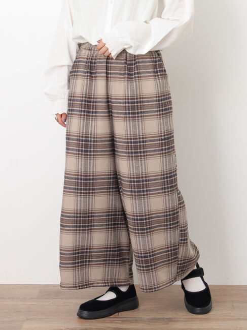 Samansa Mos2「【M/Lサイズ】チェック柄ワイドパンツ」|その他|
