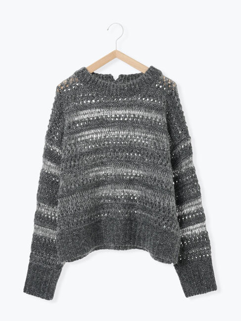 Samansa Mos2 blue「透かし柄ニットプルオーバー」|ニット・セーター|