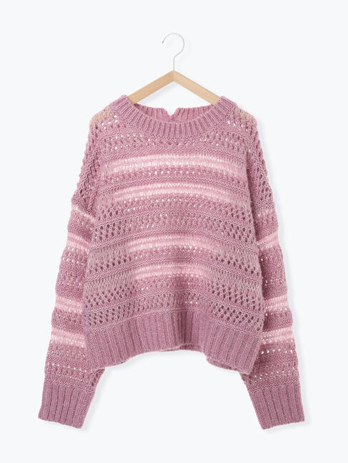 Samansa Mos2 blue「透かし柄ニットプルオーバー」|ニット・セーター|