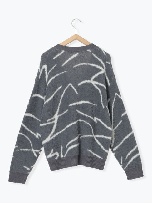 Samansa Mos2 blue「◎ニュアンス柄ニットCD」|カーディガン|