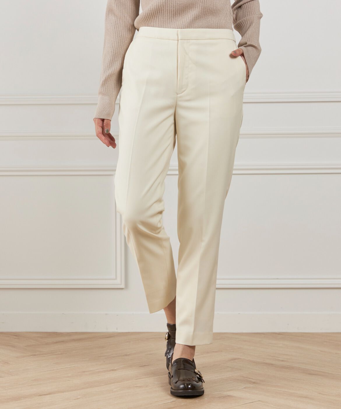 DAY by DAY it&rsquo;s international「ベーシックテーパードパンツ《TRサキソニー裏起毛》」|スラックス|オフホワイト1